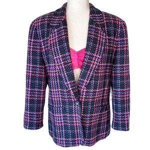 Pendleton Wool Single Breasted Blazer Pockets Made in USA Pink Purple Size 14
